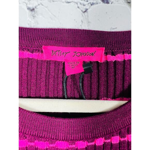 Betsey Johnson NWT Striped Ruffle Trim Sweater Dress - Picture 4 of 10